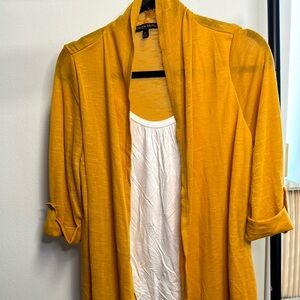 New York & Company Yellow Cardigan Sweater